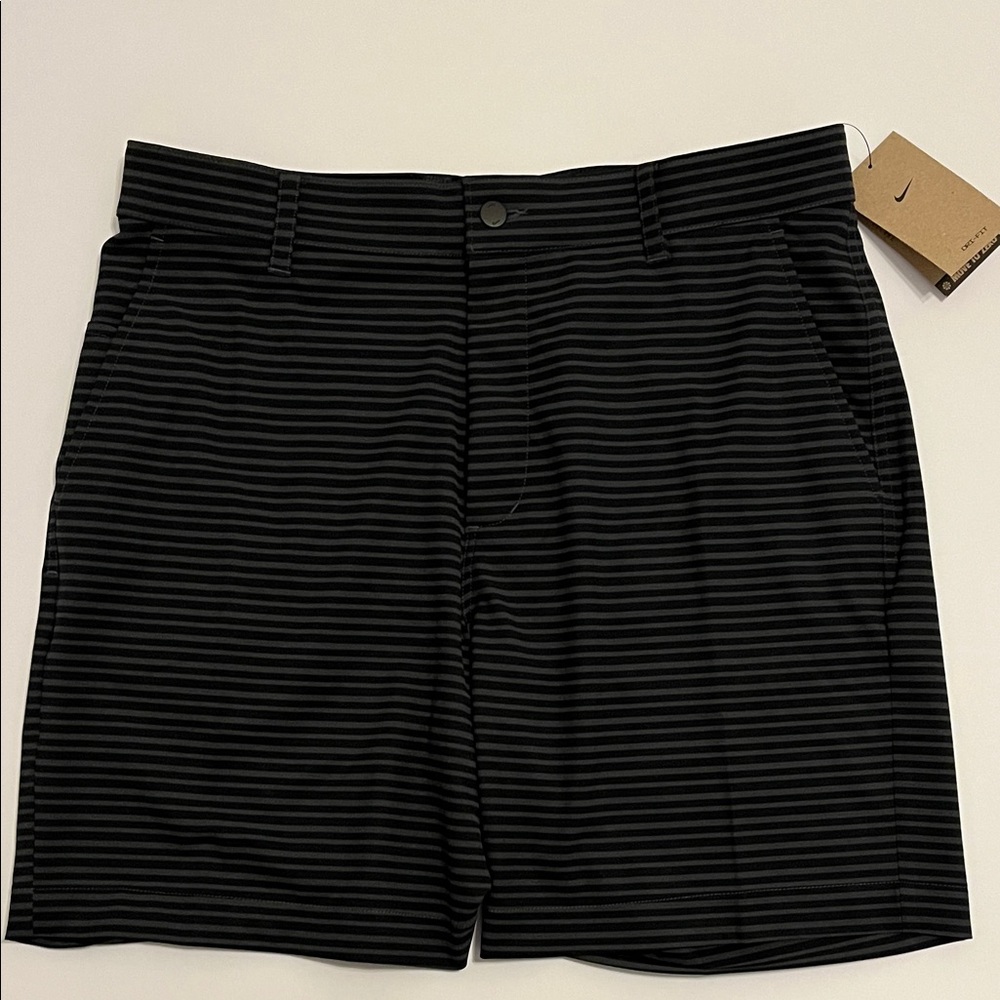 Nike Tour Golf Shorts Mens 34 Black  gray Striped 7" inseam  chino dri-fit $80